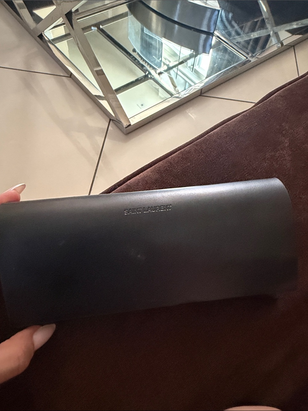Saint Laurent Black Leather Sunglasses Case